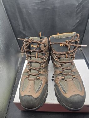 Propet Men's Brown and Olive Trail Boots with Orange Trim